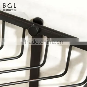 America Style Wall Mounted Bath Fittings ORB and Vacuum Plating Brass Hanging Corner Basket for Bathroom Storage thumbnail-6