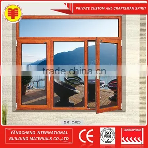 Style Aluminum Double Layer Glass Casement Window Models Outside the Glass Mountain for Living Room thumbnail-1