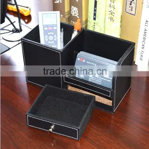 Wholesale Custom Business Office Stationery, Luxurious Leather Storage Box, Black Drawer Storage Box thumbnail-3