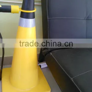 Rubber Yellow and Black Road Cone thumbnail-1