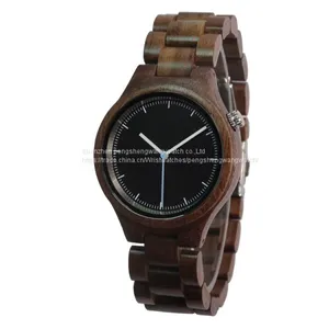 Fashion Walnut Wood Watches All Wood Band Woden Clock thumbnail-1
