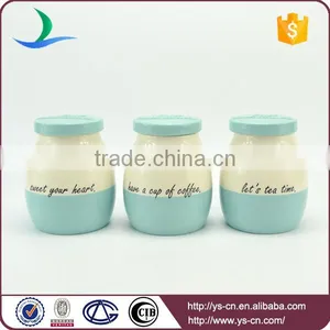 Newest Style Ceramic Canister Jars With Blue Lid thumbnail-1