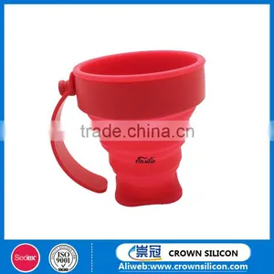 New Design Colorful Collapsible Silicone Rubber Drinking Cup With Lid thumbnail-2