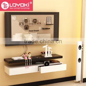 Creative Design Organizer Home Furniture for Storage Wood Wall Mounted Shelf With Drawer thumbnail-4