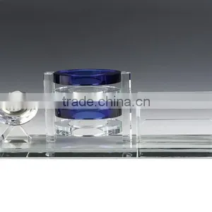 JingYaGe China New Product Blue Crystal Card Holder Crystal Pen Holder for Business Gift thumbnail-1