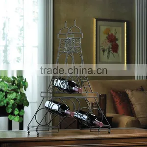 Hot Selling Black Iron Metal 6 Bottles Decor Eiffel Tower Wine Rack thumbnail-1