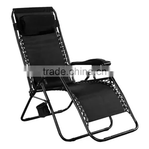 Customized Black Color Zero Gravity Folding Chair With the Cup Holder for Relax for Hot Sale thumbnail-1