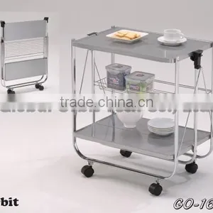 Best Sell Restaurant Folding Kitchen Wooden Tea Serving Trolley Cart thumbnail-4