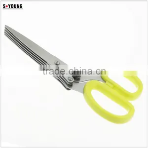 61046 New Design And High Quality Snipping Shearing Plastic Household Kitchen Stainless Steel 5 Blades Herb Scissors thumbnail-1