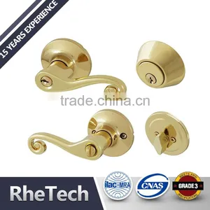 Security Tubular Lever Handle Door Lock and Single Cylinder Deadbolt Combo Lockset thumbnail-3