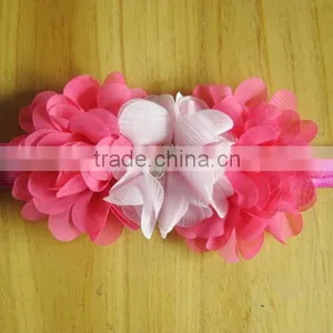 Chiffon Flower With Pearl Rhinestone in Center for Kids Hair Accessories thumbnail-1