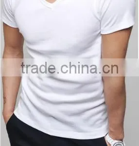 2016 New Men High-elastic Short Sleeve V Neck Tight Cotton t Shirt thumbnail-1