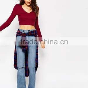 MGOO OEM/ODM Cheap Price Wine Party Club Sweater Stock Short Sweater Top Sexy V-Neck Sweater Women JR8562 thumbnail-4