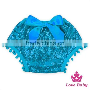 Adorable Baby Bloomers Plain Turquoise Girls Cotton & Sequins Bloomers Stylish Baby Bloomers Wholesale thumbnail-1