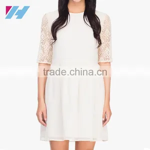 Latest Casual Wear Fashion For Women Smart Midi Lace Half Sleeve Dress A Line Chiffon Dress thumbnail-1