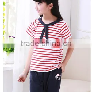 Custom Cotton and Polyester Blend Simple Pattern OEM Design Strip Kids Sport School Uniforms Wholesale thumbnail-5