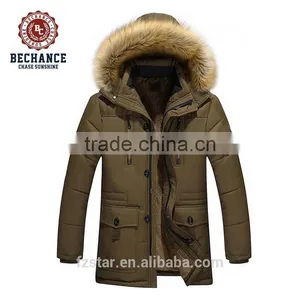 Men's Fashionpadded Coat With Fur Hood thumbnail-2
