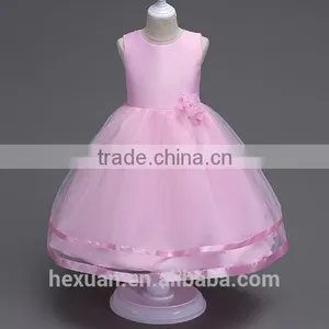 2017 New Arrival Kids Fancy Wedding Matt Satin Dress Baby Girl Evening Party Skirt thumbnail-4