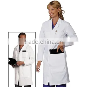 Unisex Consultant Hospital Uniform White Lab Coat With Over Sized Pockets for Tablets PC thumbnail-1