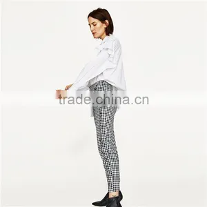 Spring Women Soft Slim Gingham Trousers thumbnail-3