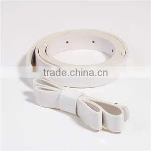 PU Leather Belt Waistband Bowknot White Adjustable thumbnail-1
