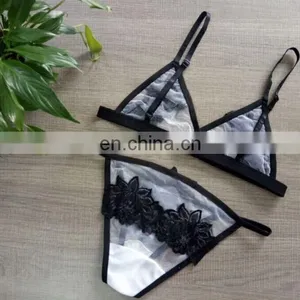 Girls Sexy Transparent Lace Grenadine Bikini Hot Sexy Fancy Ladies Stylish Bra And Panty Set thumbnail-2