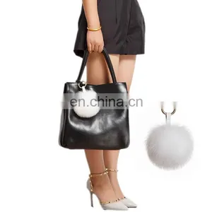 Womens Bag Decoration Charm Handbag Pompom Real Fox Fur Keychains thumbnail-5