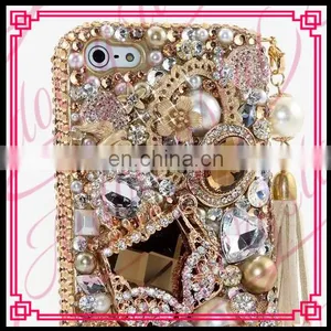 Aidocrystal Hot Sale Gold Luxury Design Rhinestone Crystal Covers Ladies Cell Phone Cases for Iphone 6 Plus thumbnail-5
