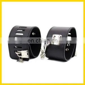 Black pu Leather Wrist and Ankle Restraint, Sex Toy Sex Pussy thumbnail-1