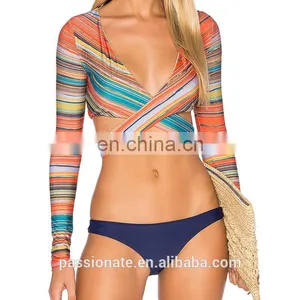 Reef Stripe Front Tie Closure Wrap Rash Guard thumbnail-1