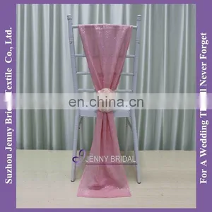 C385#20 Matte Champagne Sequin Fabric Wedding Chair Sashes Sequin Chair Cover Chair Sashes thumbnail-5