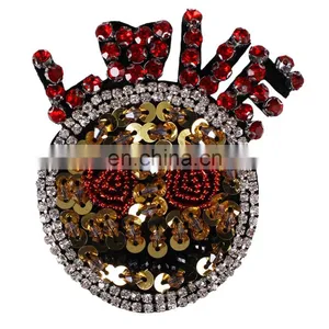 Hot Sale Beading Sequin Rhinestones Love Smaile Face Patches Badges For Clothing/Bag thumbnail-2