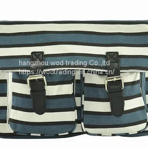 Stripe Printed Messenger Bag With 2 Pockets and Long Shoulder thumbnail-1