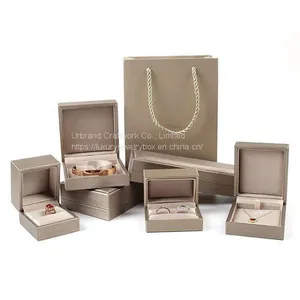 High End PU Leather Double Rings Box, Pendant Packaging Box, Bracelet Box With Custom Logo. thumbnail-1