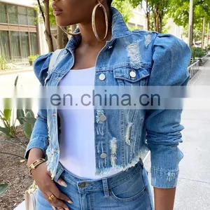 Women Short Denim Jackets Autumn Female Holes Coat Plus Size Casual Street Hollow-Out Jean Outerwears thumbnail-5