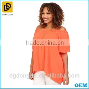 Plus Size Short Sleeve Off the Shoulder High-Low Hem Blouse thumbnail-2