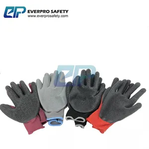 Economic Hot Design Red Black Latex Crinkle OEM and Logo Customized Workers Glove thumbnail-3