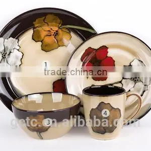 16-piece Hand Painted Stoneware Dinnerware Set With New Design thumbnail-3
