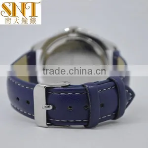 Man Watch Auto Date Dark Blue Japan Movt Quartz Leather Wrist Watch OEM thumbnail-3