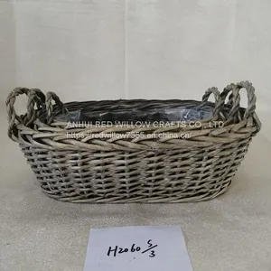 Customized Willow Storage Basket Round&Oval Shape Storage Tray With Ears thumbnail-2