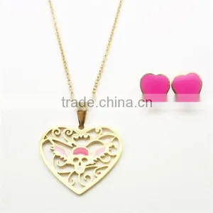 Heart Shaped Crown Skull Pendant Necklace thumbnail-1