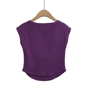 Pure Desire Wind Purple V-neck Sleeveless T-shirt Women's Summer Slimming Waist Bottom Shirt Spicy Girl Sexy Look Thin Short Top thumbnail-4