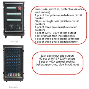 60 Channel Portable Wheeled Stage Power Distribution Unit, 400A Camlock Industrial Power Box With 32A 5P Three-phase Reserved Output thumbnail-3