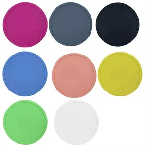 Round Silicone Coasters, Minimalist Non-Slip Heat Resistant Cup Mat With Spill-Proof Lip, Waterproof Coffee & Tea Drink Coaster for Tableware thumbnail-4
