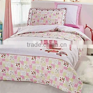 Embroidery Sweet Bedding Cotton Child Duvet Cover Bed Set 205TC In Pink Color thumbnail-1