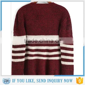 2016 Loose Round Neck Striped Red Sweater thumbnail-2