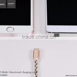 HOCO X3 Multifunctional Charging Cable For Iphone 5s/6/6s/6s Plus and Android Mobile Phone 2in1metal Nylon Weave Cable thumbnail-6