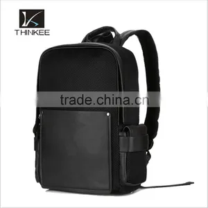 Fashion Black pu Coted Canvas High Quality School Backpack Bags thumbnail-1