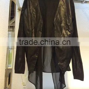 2015 New Arrival Fashion High Quality Lady Chiffion Sttich Leather Jacket for Women,fashion Winter Jacket Wholesale China thumbnail-2