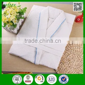 China Wholesale White 100% Cotton Bathrobes Waffles Hotel With Clolor Edge Quality Choice thumbnail-1